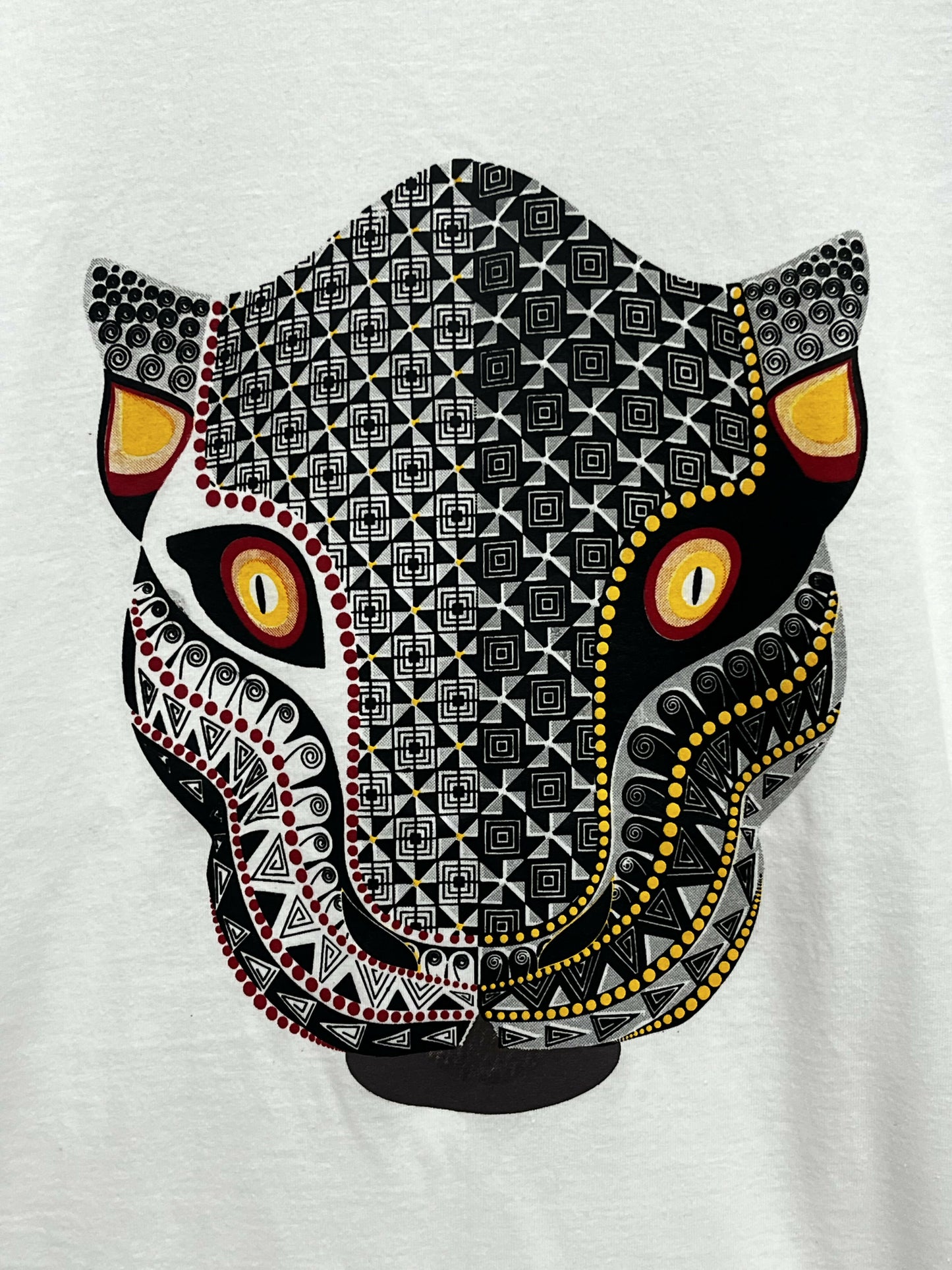 Camiseta Blanca con Estampado de Cabeza de Jaguar