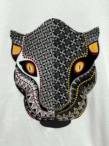 Camiseta Blanca con Estampado de Cabeza de Jaguar